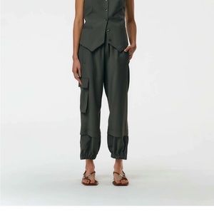 NWT Tibi Tropical Wool Pull On Wilt Joggers sz L Long